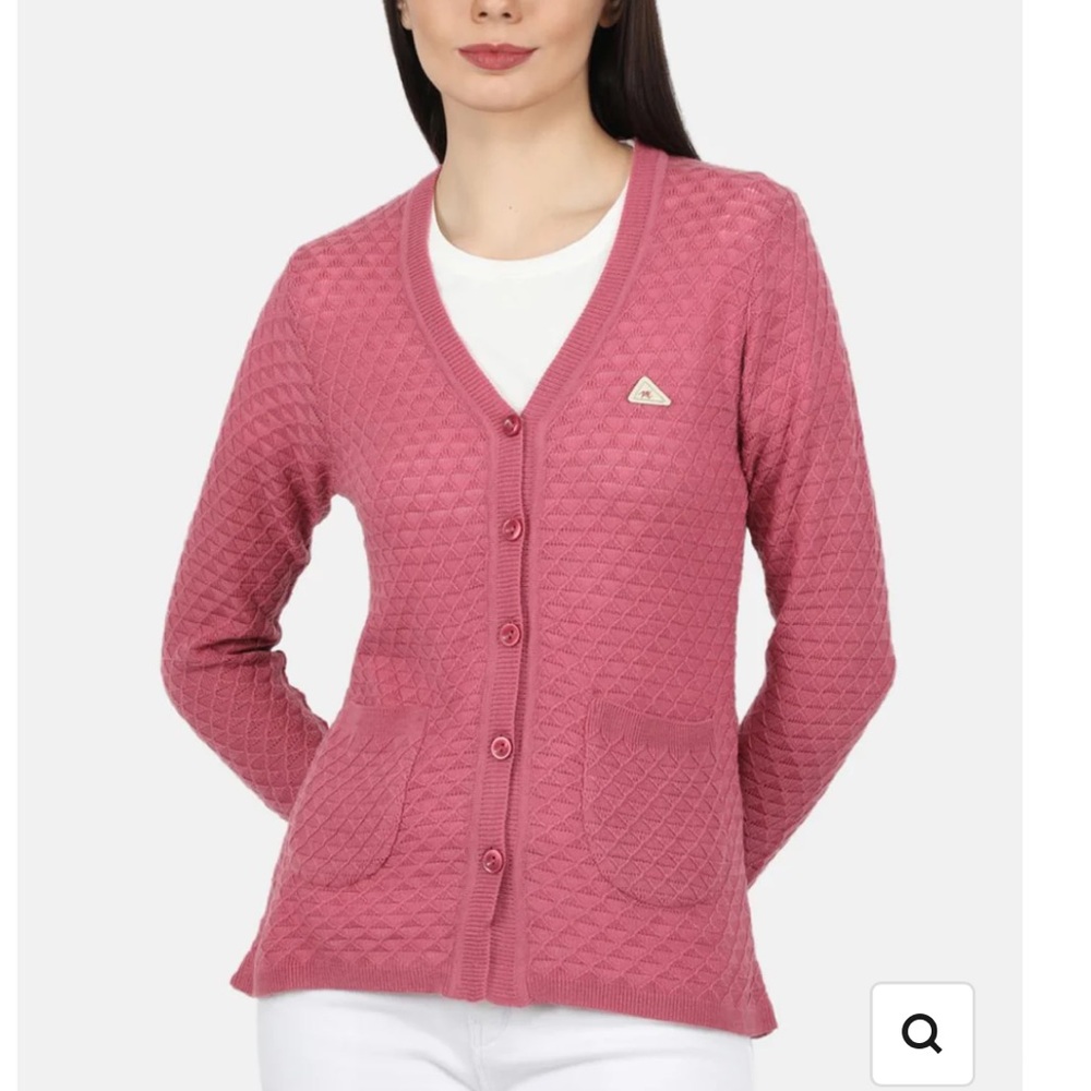 Monte Carlo Collection Magna Wool Honeycomb Cardigan in Pink